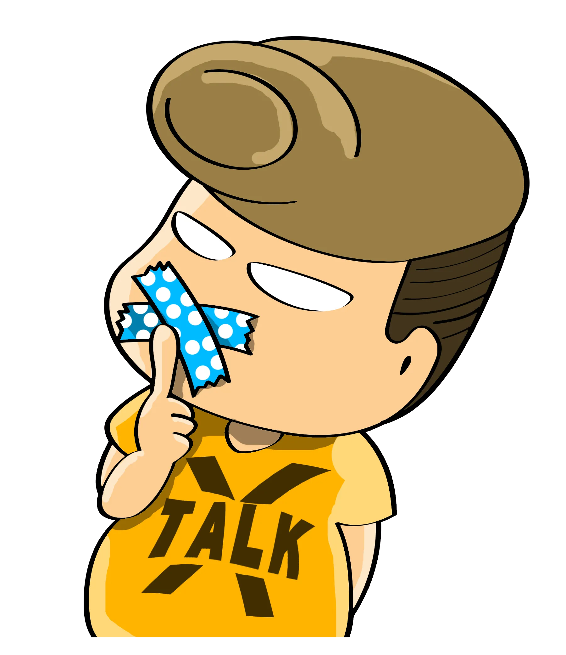 阿富穿X TALK衣服嘴巴贴着蓝色胶布，嘘 — 富易堂品牌表情包