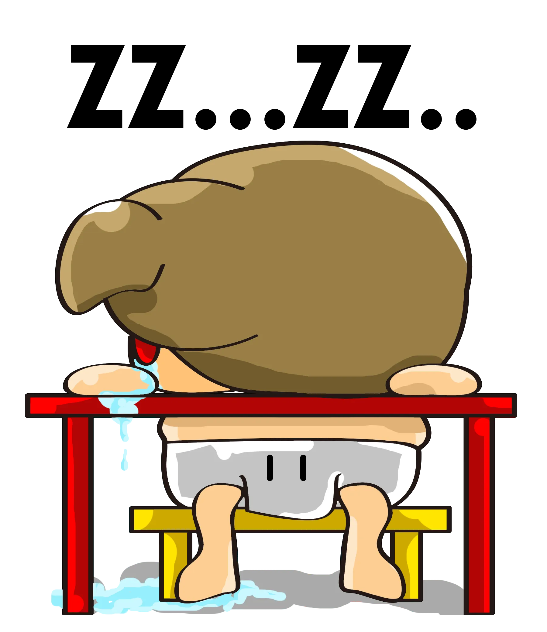 阿富趴在桌上流着口水睡着了，ZZ呼呼大睡 — FYTBET吉祥物微信贴图