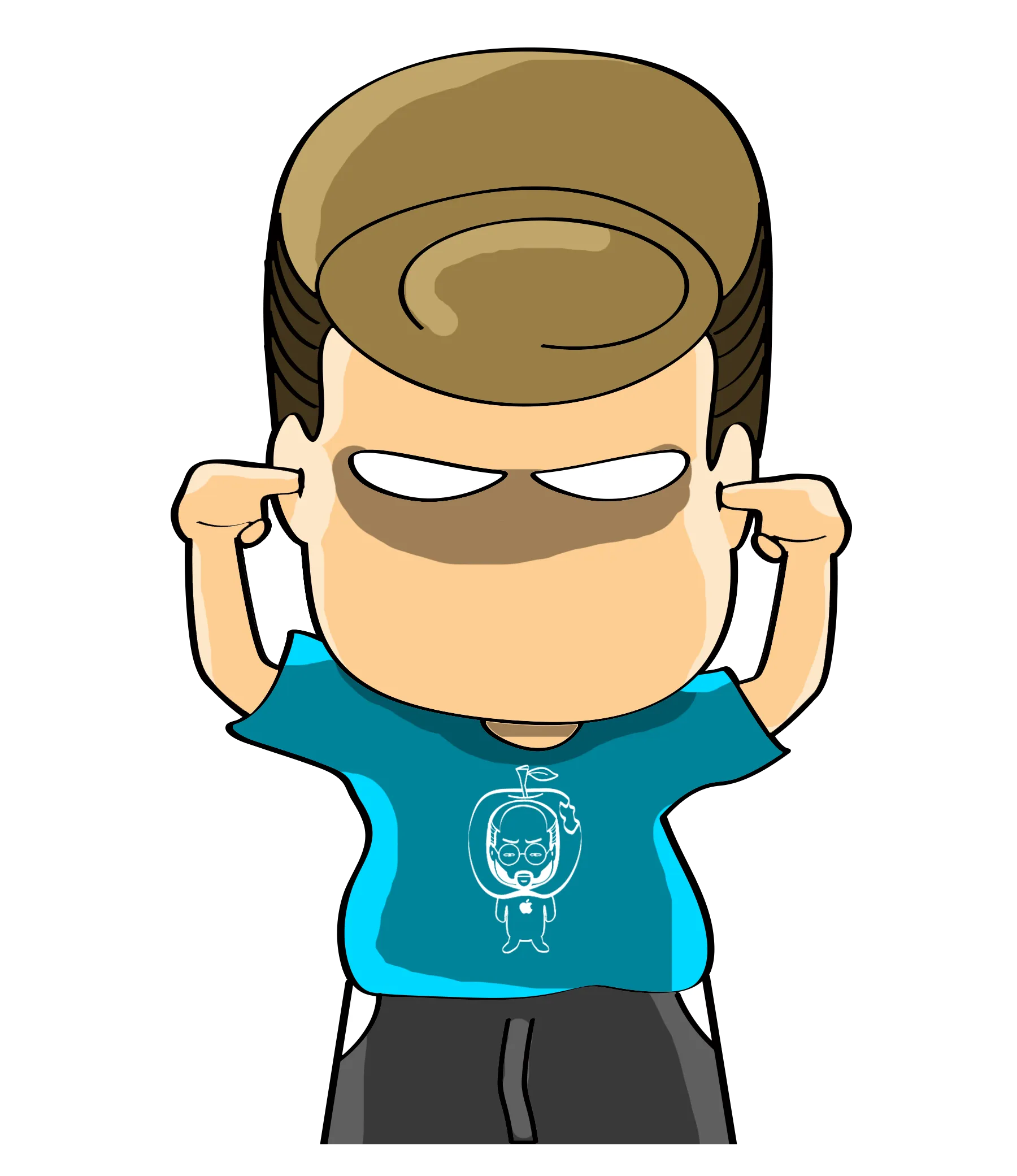 阿富穿蓝色T恤秀出双臂肌肉，一脸自信 — FYTBET品牌微信贴图