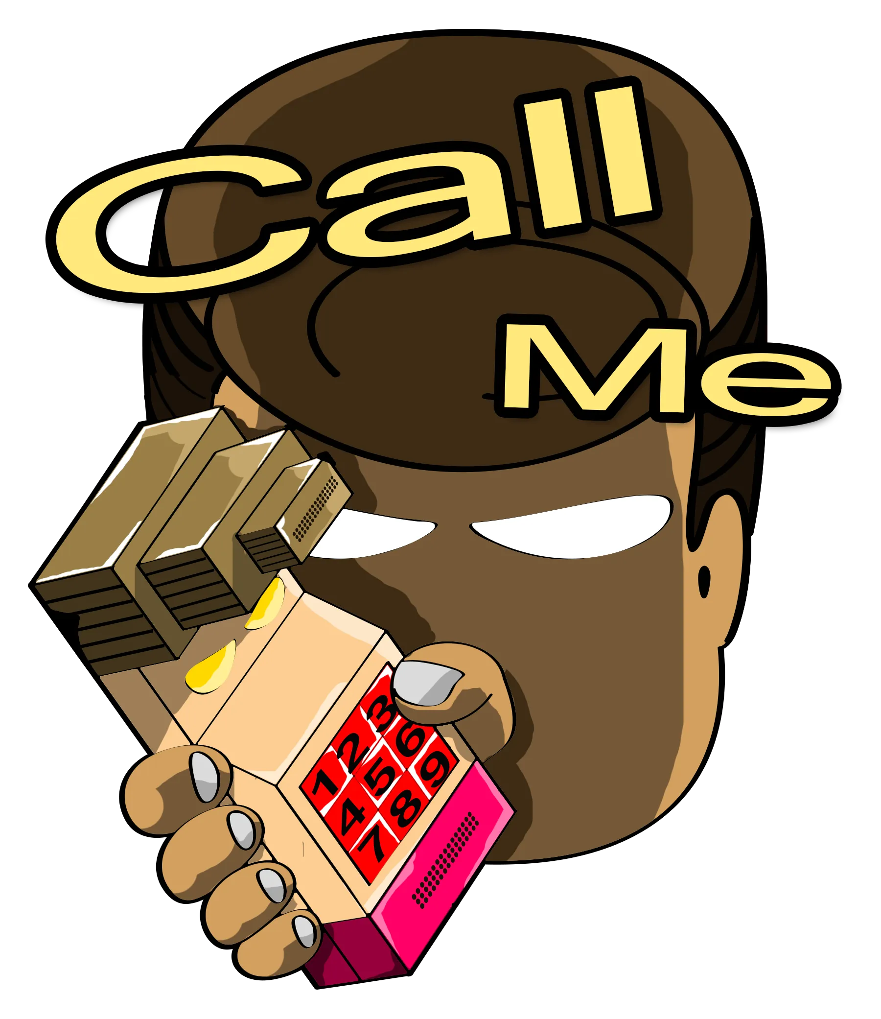 阿富藏在暗影中拿着复古电话「Call Me」神秘感十足 — 富易堂吉祥物表情包