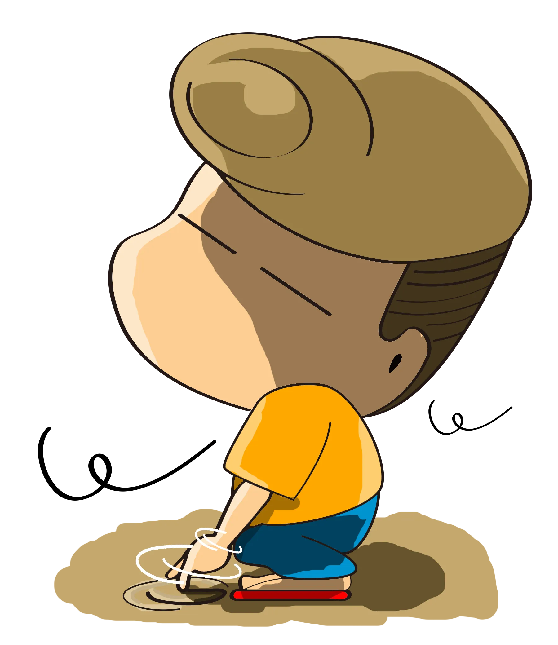 阿富蹲在地上用手指画圈圈，一个人的背影很郁闷 — 富易堂品牌表情包