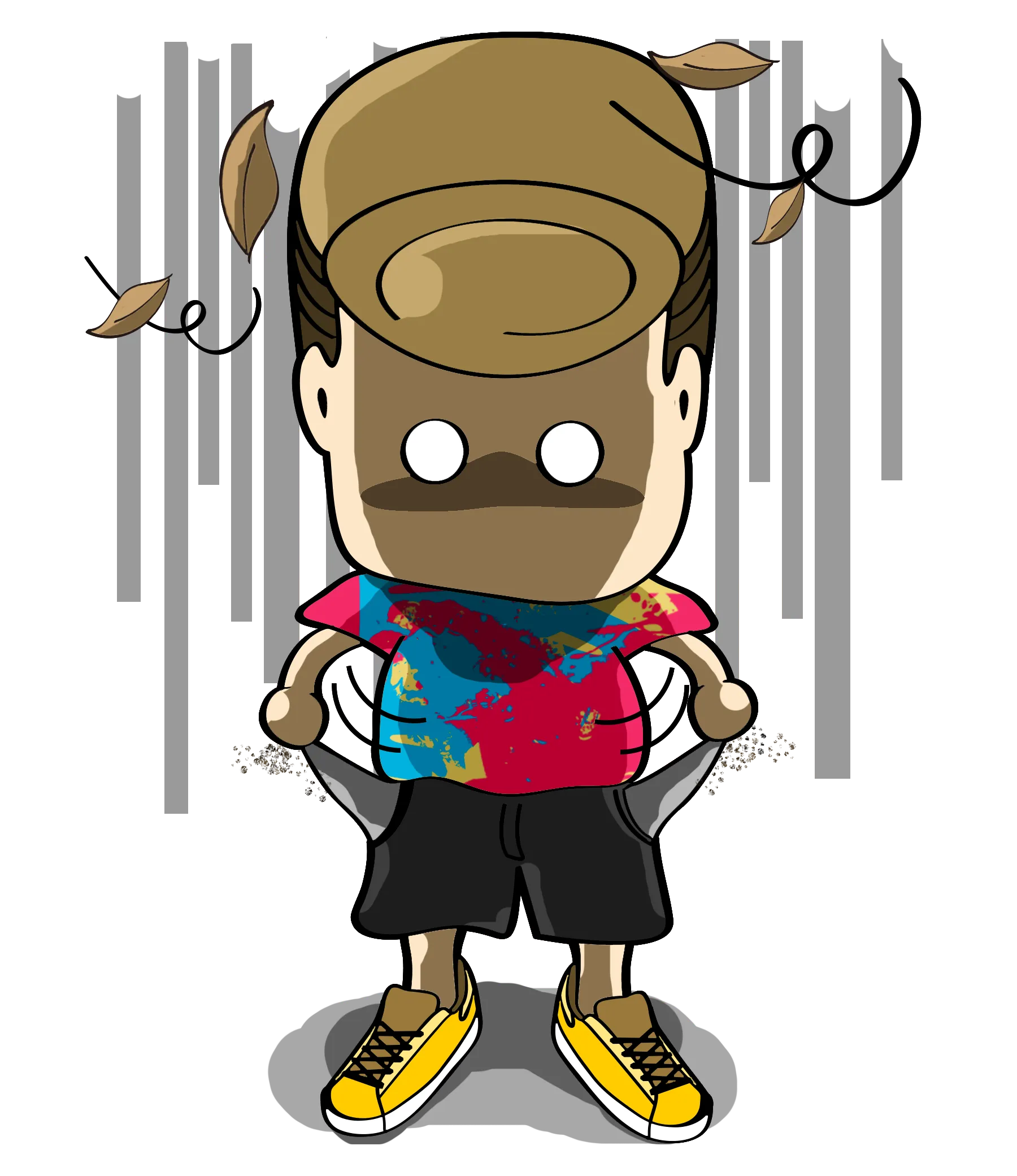 阿富翻出空空的口袋，落叶飘过，一分钱也没有 — 富易堂原创表情包